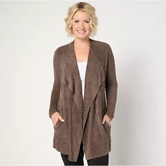 Barefoot Dreams Cocoa Draped Cardigan - Picture 1 of 11